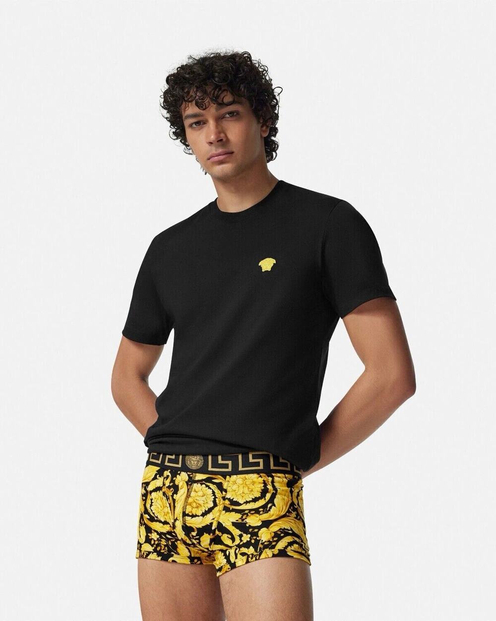 NWT Versace Barocco Greca Trunk Boxer Brief Black Gold Medusa IT 4 US M